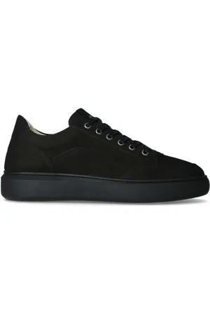 Manfield Heren - Zwarte nubuck sneakers