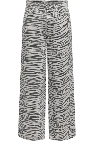 ONLY Jeans Onlhope Hw Zebra Wide Dnm Sik 15355553 Light Grey Denim/zebra Dames