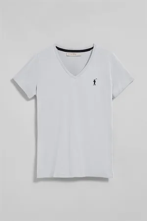 Polo Club® Witte T-shirt met V-hals en geborduurd Rigby Go-logo