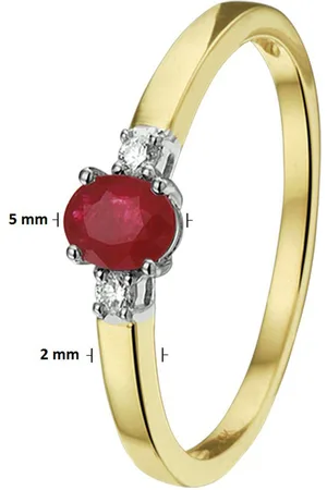 Sense Jewelry Ring Robijn En Diamant 0.05ct H Si