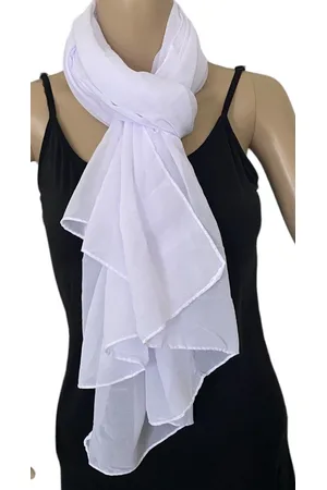 Merkloos Dames lange dunne sjaal 12703 170/70cm wit