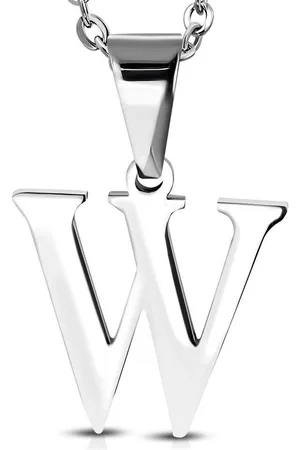 Amanto Ketting Letter W - 316L Staal - Alfabet - 25x30mm - 50cm