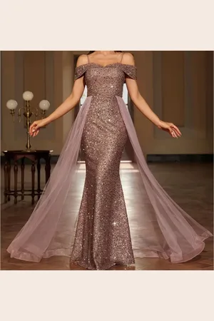 Merkloos Prachtige sexy corrigerende elegante pailletten stretch feestjurk galajurk jurk voor speciale gelegenheid roze maat M