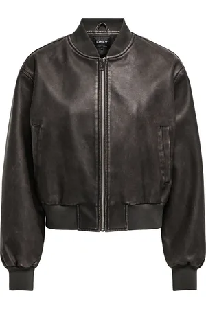 ONLY Jas Onljane Faux Leather Washed Bomber 15314240 Chocolate Brown Dames
