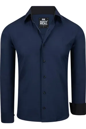 Rusty Neal ItalianStyle - Karmia - Herenoverhemd - Navyblauw - Slimfitmodel