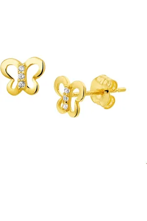 The Jewelry Collection Huiscollectie Oorknoppen Vlinder Geelgoud Glanzend 5.5 mm x 6.5 mm