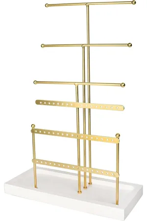 Merkloos Titel:Sieradenstandaard - Oorbelhouder en Display Stand voor het bewaren van halskettingen, armbanden, oorbellen, oorstekers en ringen in goud