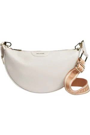 Ted Baker Leren Schoudertas Essina Webbing Leather Half Moon Crossbody Bag Crème
