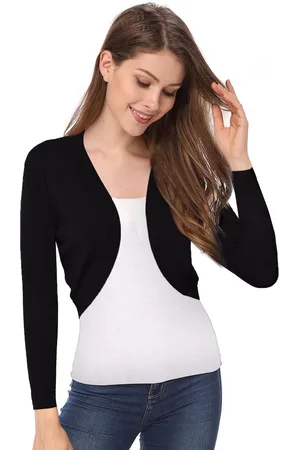 Merkloos Dames Bolero Elegante Cardigan 3/4 Mouw Cardigan V-hals Bolero Jas Schouderjas Casual Top XL
