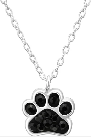 Amanto Kids Ketting Faden Black - 925 Zilver - Pootje - 9x8mm - 36+3cm