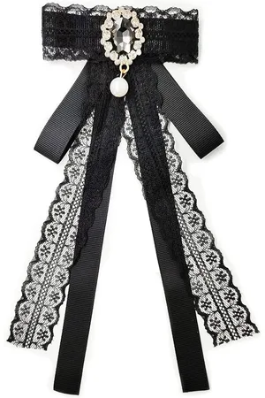 Merkloos Strikkenbroche met strass vlinderdas en parel boog - vintage band broches - elegante broche naalden - kledingclip kant