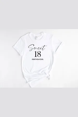 Bella + Canvas Lykke Sweet 18 Birthday Girl T-shirt| 18 jaar | |