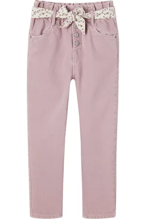 Vertbaudet Paperbag broek voor meisjes met sjaal-riem met bloemen