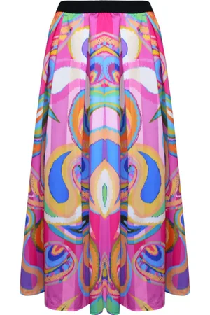 Merkloos Maxi Rok Tiffany - Rok met All-over Print - Roze