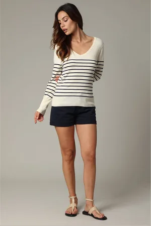 Deeluxe Casual gebreide trui met lange mouwen, met strepen XS
