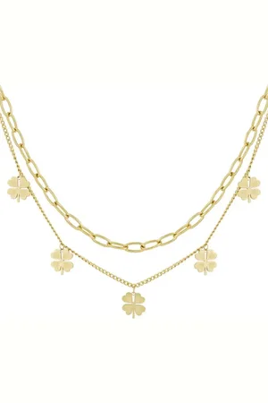 Yehwang Layered luck ketting - kleur - Stainless Steel - Klaver - Klavertje - Ketting - Luck - Cadeau