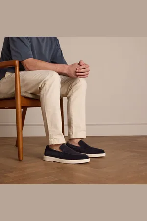 Manfield Heren - Navy suède loafers