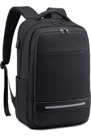 Merkloos 17-inch grote capaciteit heren waterdichte diefstalbeveiliging rugzak met USB-oplaadaansluiting - zwart