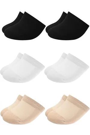 Merkloos Teensokjes - Halve Sokken - 6 Paar - Teensokken - Yoga Sokken - Anti Slip Sokken - Voetbeschermers - Voorvoetkussentjes - Comfortabele Sokken - Ademend - One Size - /Zwart/Lichtbruin