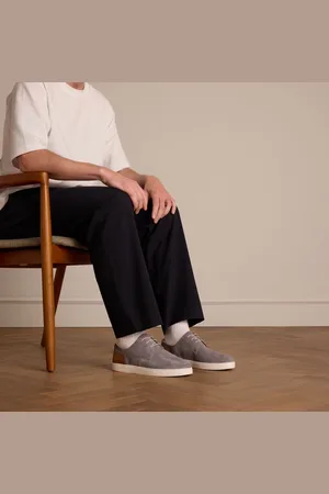 Manfield Heren - Grijze suède sneakers