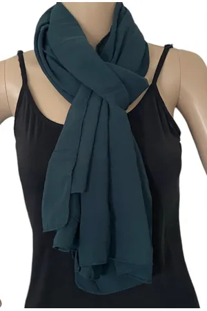 Merkloos Dames lange dunne sjaal 12703 170/70cm diep petrol