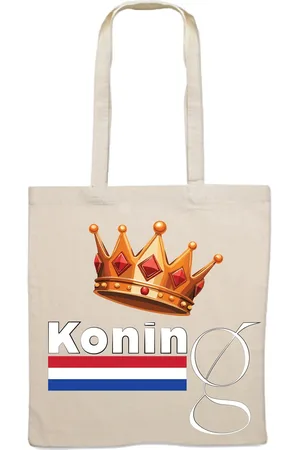 Merkloos Koningsdag Koning Totebag - Canvastas waar je met Koningsdag de show steelt | Duurzame en Stijlvolle Tas voor Dagelijks Gebruik