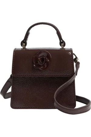 Ted Baker Leren Handtas Schoudertas Rouset Rose Detail Mini Leather Bag Donkerbruin