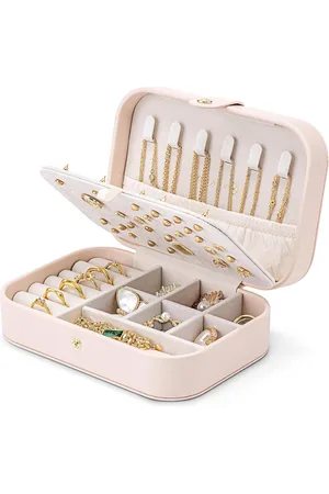 Merkloos Sieradenkistje voor op reis - Klein sieradenkistje met stijl - Sieradenorganizer voor oorbellen - Reisjuwelendoos - Cadeau-idee voor vrouwen en meisjes