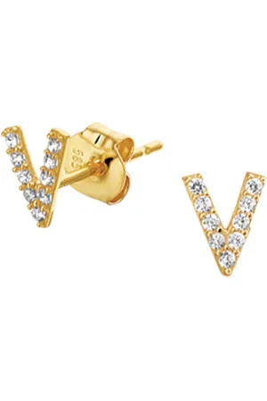 The Jewelry Collection Huiscollectie Oorknoppen Zirkonia Geelgoud Glanzend 6 mm x 5 mm