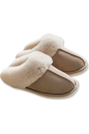 Merkloos Pantoffels Dames en Heren Fluffy Open Sloffen met Pluche Voering Antislip Zool -