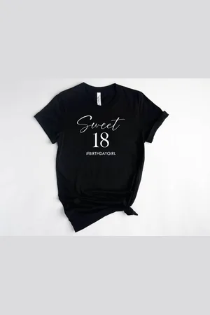Bella + Canvas Lykke Sweet 18 Birthday Girl T-shirt| 18 jaar | |
