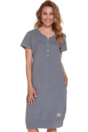 Doctor Nap Katoenen Nachthemd Dames | Nachtjapon Dames | Borstvoeding Nachtkleding | Borstvoeding Nachthemd | Dark Grey TCB.4348 XXL