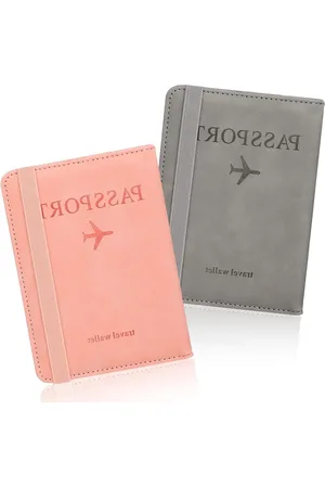 Merkloos Passport Holder with Card Slots RFID Blocking - Leather Travel Documents Organizer for Women Men (2 Pcs, Multicolor)