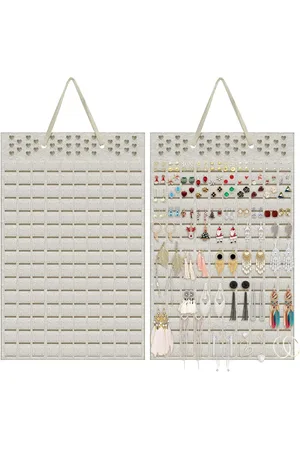 Merkloos Oorbelhouder hangende organizer voor 300 paar sieraden aan de muur - Beige