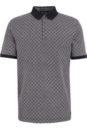 WE Fashion Heren slim fit polo met dessin