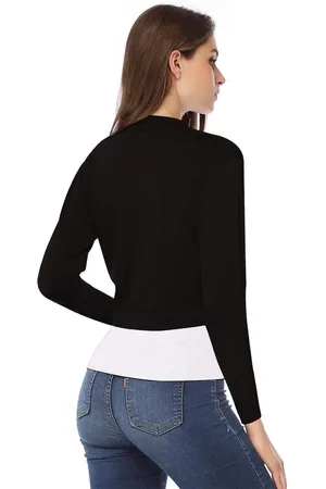 Merkloos Dames Bolero Elegante Cardigan 3/4 Mouw Cardigan V-hals Bolero Jas Schouderjas Casual Top S