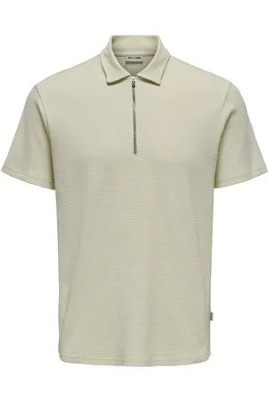 Only & Sons Poloshirt Onscal Reg Struct Ss Halfzip Polo 22032821 Silver Lining Mannen