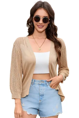 Merkloos Dames Bolero Jasje Lichtgewicht Voorkant Open Korte Mouw Feestelijk Cardigan