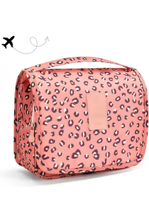 Merkloos Reis Toilettas Hangend met Haak -Travel Organizer-Make Up Tasje-Cosmetica Tas-Hangend-Luipaard - Roze-Etui voor Toiletartikelen-Hangend Make-Up Etui Organizer voor Toiletartikelen-Reizen & Kamperen Koffer Accessoires -Grote Capaciteit Reis