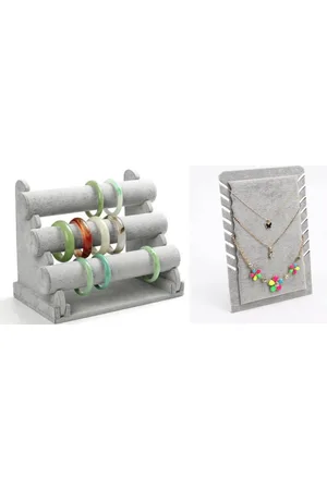Merkloos Fliex - sieraden opberger - armbanden standaard & ketting standaard - velours - set 2x