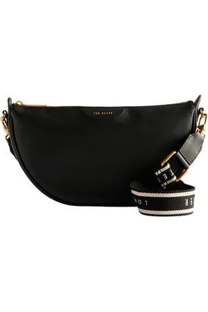 Ted Baker Leren Schoudertas Essina Webbing Leather Half Moon Crossbody Bag Zwart