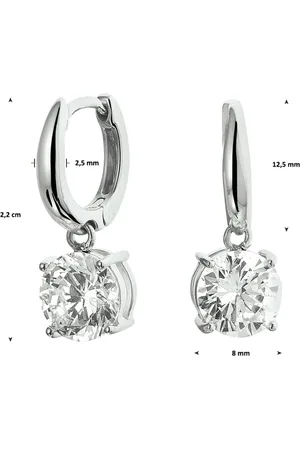 The Jewelry Collection TFT Klapoorringen Met Zirkonia Zilver Gerhodineerd Glanzend
