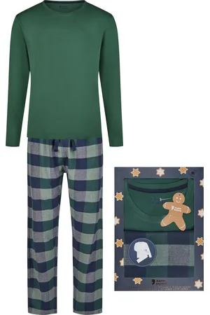 HAPPY SHORTS Heren Kerst Pyjama Set Shirt + Broek Giftbox Flanel Geruit