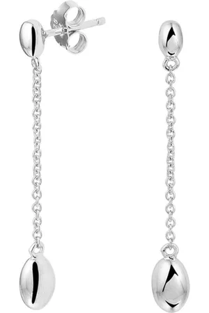 The Jewelry Collection TFT Oorhangers Ovaaltje Zilver Gerhodineerd Glanzend 40 mm x 5.5 mm