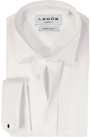 Ledub Modern fit smoking overhemd - dubbele manchet en wing kraag - - Strijkvriendelijk - Boordmaat: 40