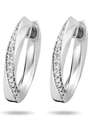 The Jewelry Collection Zilver Gerhodineerde Klapoorringen zirkonia 1333626