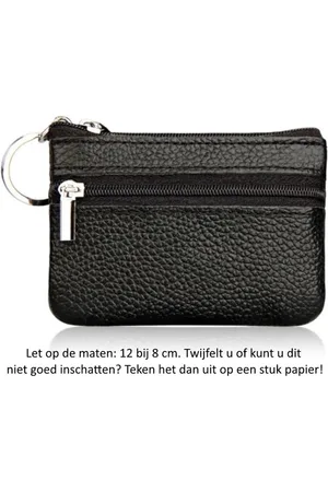 Merkloos Leren Autosleutel etui met sleutelring - 12 x 8 cm - Lederen autosleutel beschermhoes - Car Key Wallet - Portemonnee - Black