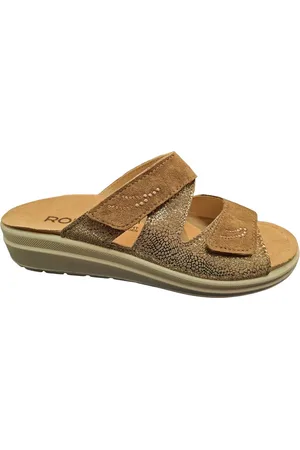 Rohde Dames Slippers Met Klittenband Sluiting - Goud - 42