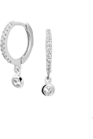 The Jewelry Collection Zilver Gerhodineerde Klapoorringen zirkonia 1328364