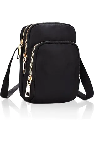 Merkloos Cross Body Telefoon Bag 3 Lagen Rits Nylon Waterdichte Schoudertas Met Verstelbare Riem Voor Meisjes en Dames - , Eén maat.